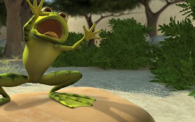 All frog wants to do is go for a nice cool swim in his stream, but for some reason he cannot seem to get into the water. From sap sticking to his feet to errant lily pads everything seems to be conspiring to keep him dry. That is until...